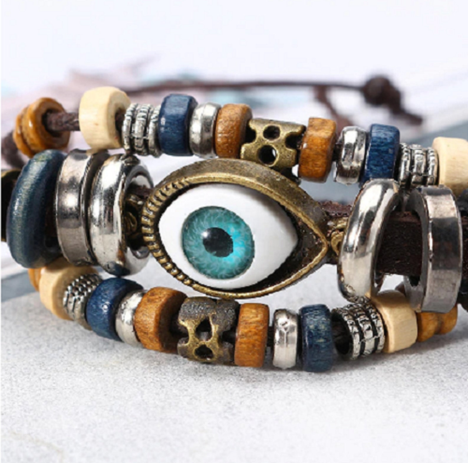 Multilayer Beaded Bracelet Eyeball Hand Woven Artificial Etsy