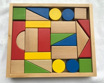 Wooden  Building Blocks , Rainbow Montessori Blocks , Wooden Blocks , Homeschool Tools ,Wooden castle stacking toys for kids,