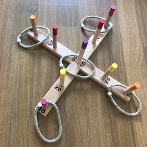 Wooden ring throwing game, Wood Ring Toss Game, Rope Throw Game,  Garden games, Carnival game