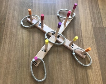Wooden ring throwing game, Wood Ring Toss Game, Rope Throw Game,  Garden games, Carnival game
