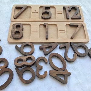 Wood Addition and Subtraction Game ,Natural Educational Toy ,Numbers Montessori ,Wooden Math Board, Homeschool Math