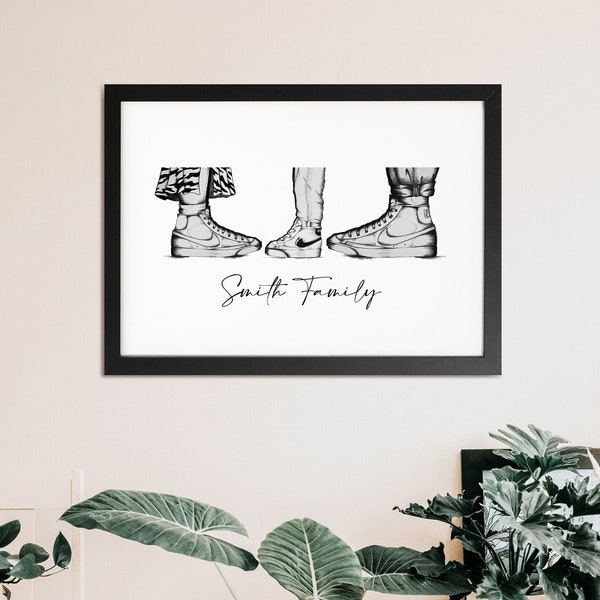 Family Portrait | Personalised Print | Customised Print | Family Print | Perfect Family Gift | A4, A3 and A2 | Sneaker Print | Nike | Adidas