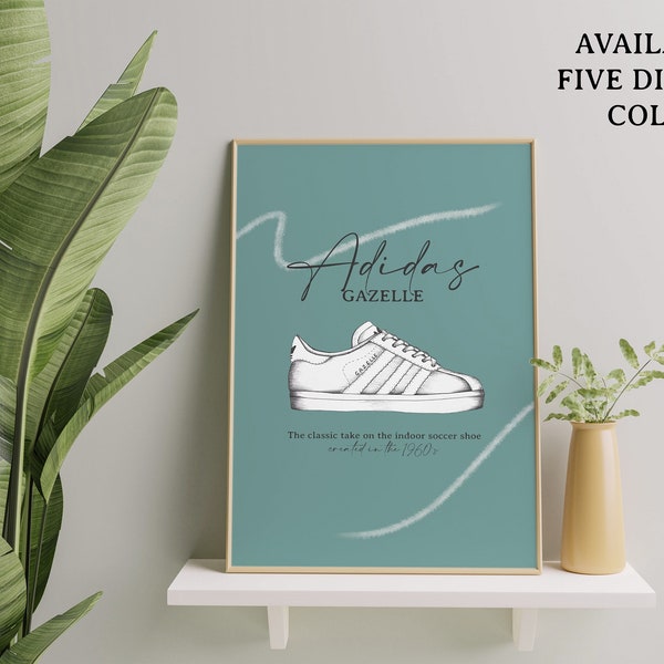 adidas Gazelle Wall Print | Sneaker Poster | A4, A3 & A2 Sizes | 5 Colour Options | Birthday Gift | Wedding Present | For Him | For Her