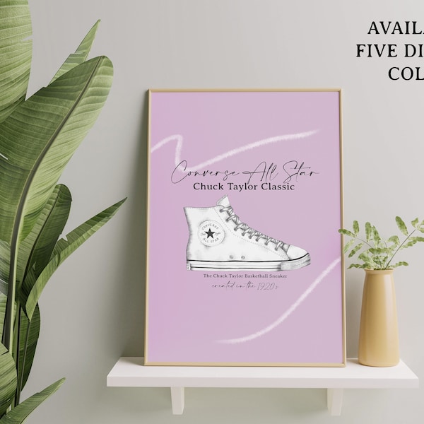 Converse All Star White Wall Print | Sneaker Poster | A4, A3 & A2 Sizes | 5 Colours | Birthday Gift | Wedding Present | For Him | For Her