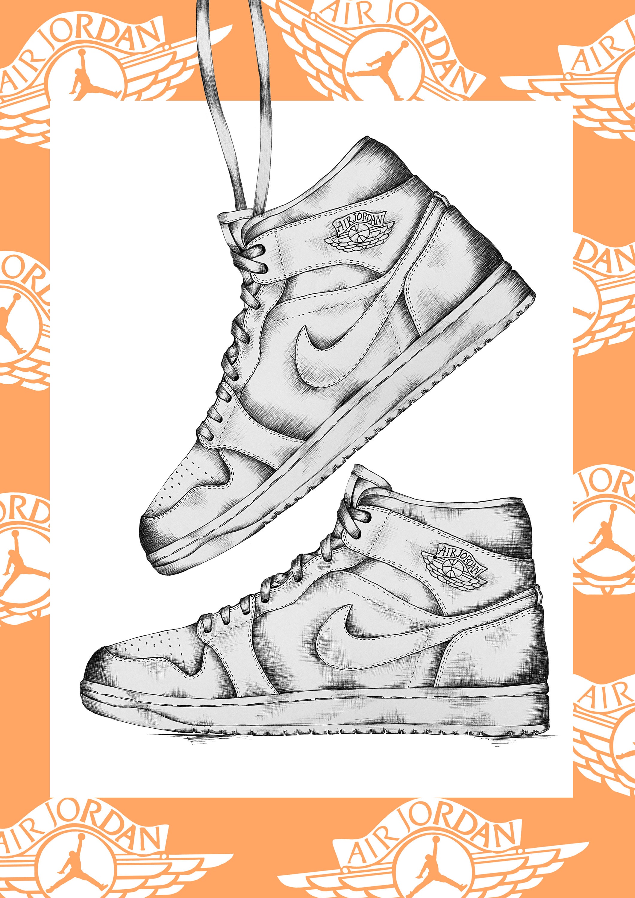 Michael Jordan Air Jordans Printable Coloring Page Poster, 59% OFF