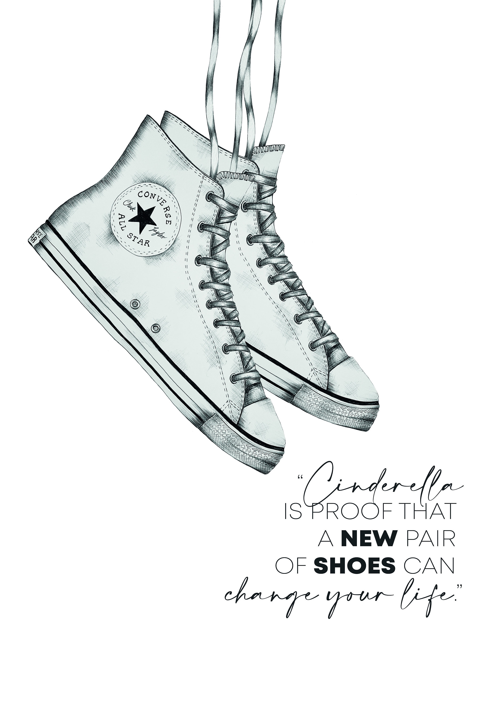Cinderella Sneaker Quote Print Converse High Top Sneaker Etsy UK