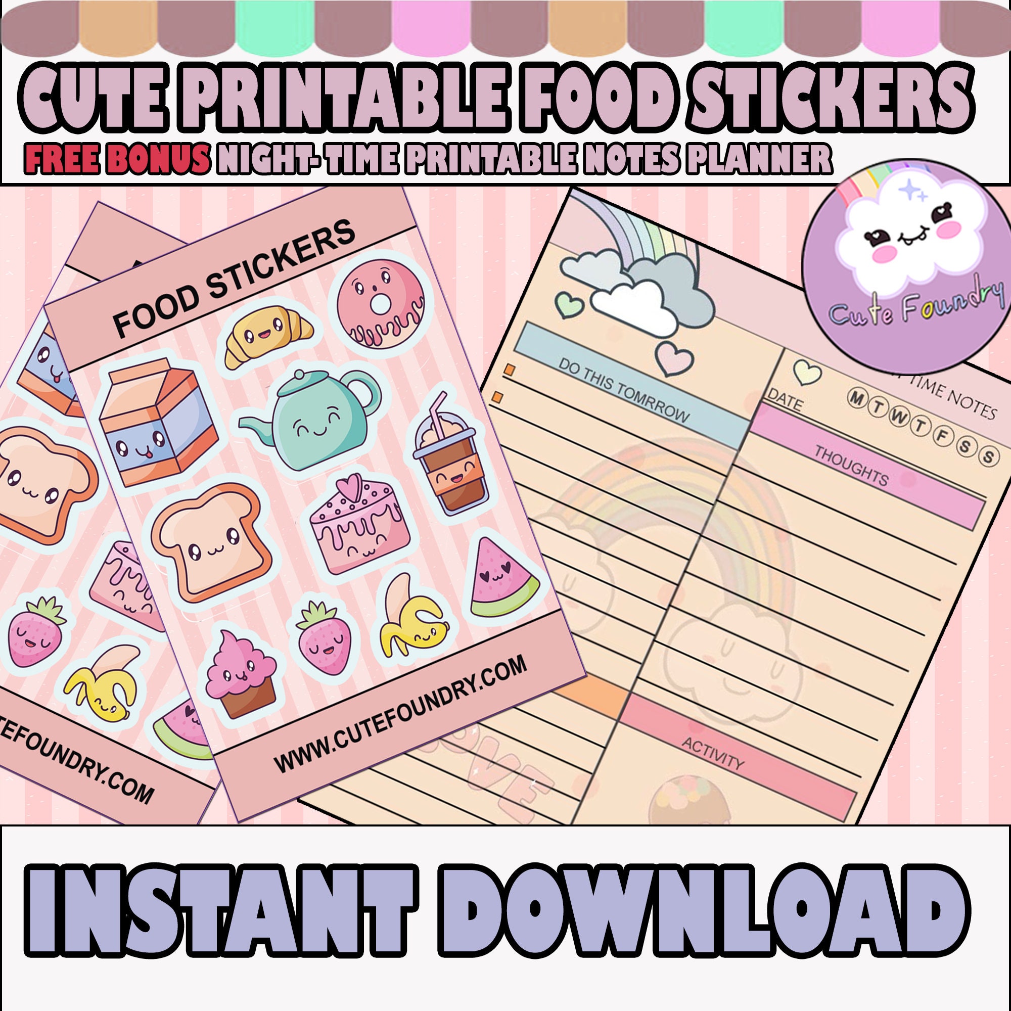 cute aesthetic stickers cute kawaii food printable food etsy