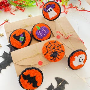 Halloween Car Coasters (Set of 2), Spooky Ghosts, Pumpkins, Bats Car Decor, Gift for New Car