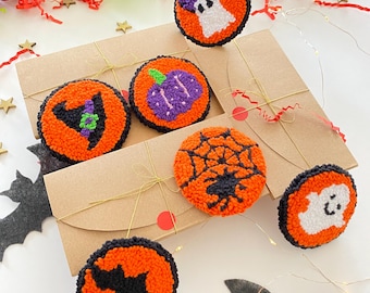 Halloween Car Coasters (Set of 2), Spooky Ghosts, Pumpkins, Bats Car Decor, Gift for New Car