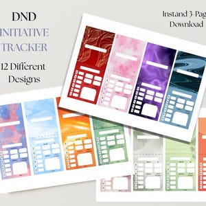 Digital DnD Initiative Tracker Bundle – 6 Unique Designs | Printable Battle Order Templates for TTRPG Combat