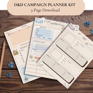 D&D Campaign Planner Kit - 3-Page Digital Download for Dungeon Masters
