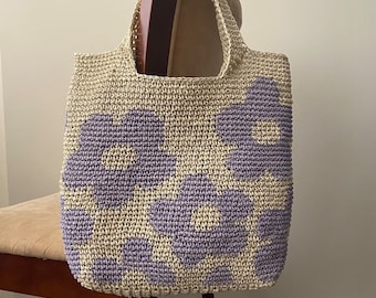 Raffia Crochet Flower Bag Pattern: Summer Tote (PDF Download)
