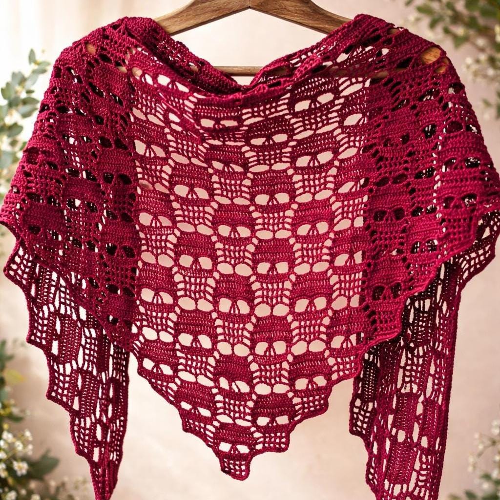 15 Skull Shawl Crochet Patterns for Gothic Wraps, Festival Layers, and Halloween Style 10 Skull Shawl Crochet