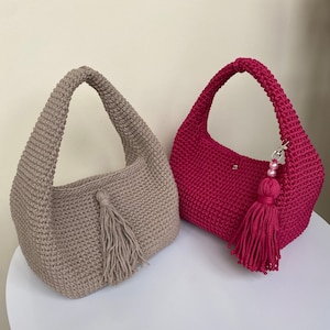 Modèle de sac au crochet, Modèle de sac à main au crochet, Modèle de sac à main au crochet, Modèle fourre-tout au crochet, Sac rose et Petit sac au crochet