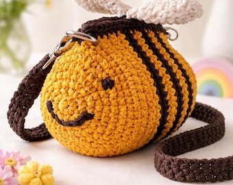Crochet Bee Bag Pattern, Small Kids Crossbody, Beginner Friendly (PDF Download)