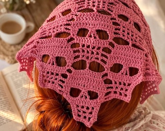 Goth Bandana crochet pattern, Skull Crochet Shawl Pattern, Cotton Yarn (PDF Pattern)