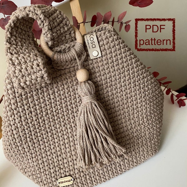 Crochet bag pattern, Crochet purse pattern, Bucket bag pattern, Japanese knot bag, Small crossbody bag pattern
