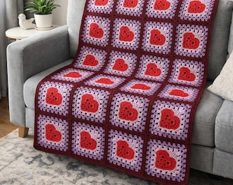 Heart Crochet Blanket Pattern: Granny Square 3D Afghan (PDF Pattern)