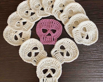 Skull Crochet Pattern: 3D Afghan, Gothic Halloween Garland (PDF Downloadable Pattern)