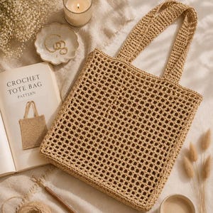 Mönster för virkad väska av raffia, sommarväska, virkning för nybörjare (nedladdning av Didgital)