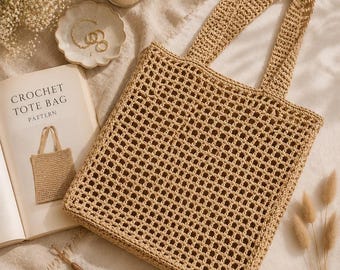 Raffia Crochet bag pattern, Summer Tote, Beginner Crochet (Didgital Download)