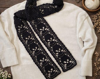 Crochet Skull Scarf Pattern, Goth crochet pattern (PDF Pattern)