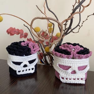 Sugar Skull Crochet Pattern: Gothic Doily & Basket (PDF Download)