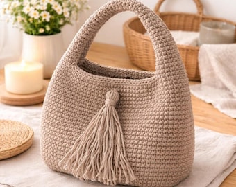 Crochet Purse Pattern, Small Handbag, Beginner Cotton Cord Crochet (Digital Download)