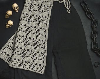 Gothic Skull Apron crochet pattern, Handmade goth gift for skull lovers