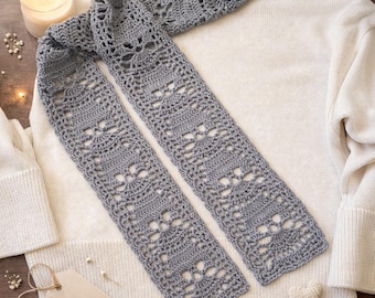 Crochet Skull Scarf, Beginner Goth (PDF Pattern Design)