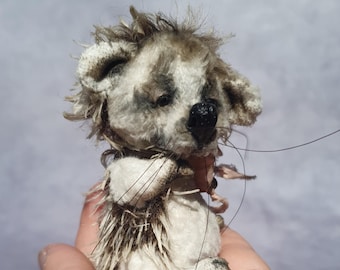 Artista Teddy Hedgehog: Pelúcia Mohair em miniatura, OOAK Blythe Pet