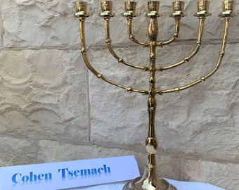 Jerusalem Menorah 15 inch Height Brass 7 Branches Menorah Jewish Israel Judaica