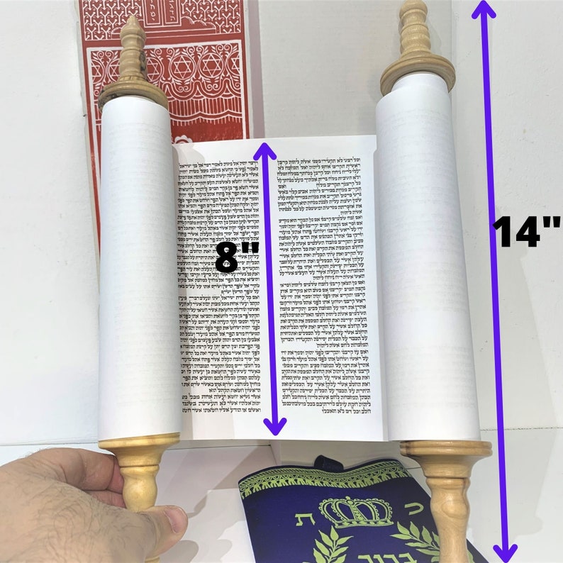 Handmade Sefer Torah Scroll Hebrew Jewish Bible Synagogue Judaica 14 Olive wood. replica for studying for bar mitzvah image 2