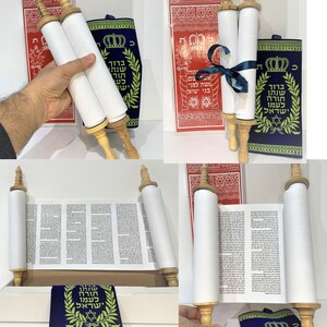 Handmade Sefer Torah Scroll Hebrew Jewish Bible Synagogue Judaica 14 Olive wood. replica for studying for bar mitzvah image 5