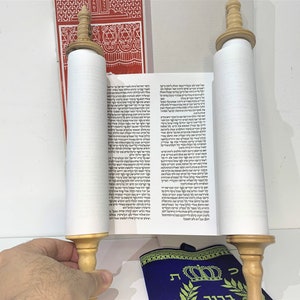 Handmade Sefer Torah Scroll Hebrew Jewish Bible Synagogue Judaica 14 Olive wood. replica for studying for bar mitzvah image 6