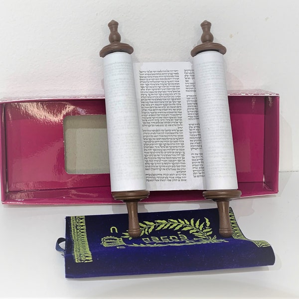 small hebrew sefer torah scroll book jewish Israel holy bible pentateuch judaica pocket torah scroll