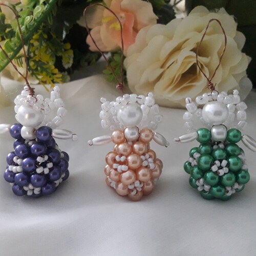 2 Dozen Colorful Beaded Angels Christmas Tree Decorations - Christmas Decor - Handmade Xmas shops Decoration - Christmas Tree Ornaments