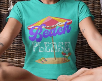 Koszula plażowa dla kobiet, Beach Please, słodka koszula letnia, koszulka plażowa, słodka koszula plażowa, koszula na wakacje na plaży, koszula rejsowa, koszula letnia