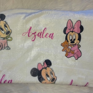 Personalized Baby Blanket, Custom Blanket,Name Blanket, Blanket Gift, Kids Blanket, Minnie Mouse, Daisy Duck,Custom Gift Fleece Baby Blanket