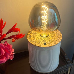 LED lamp for table or bedside | custom engraving available | soft light | recycled tin can | modern Nordic style