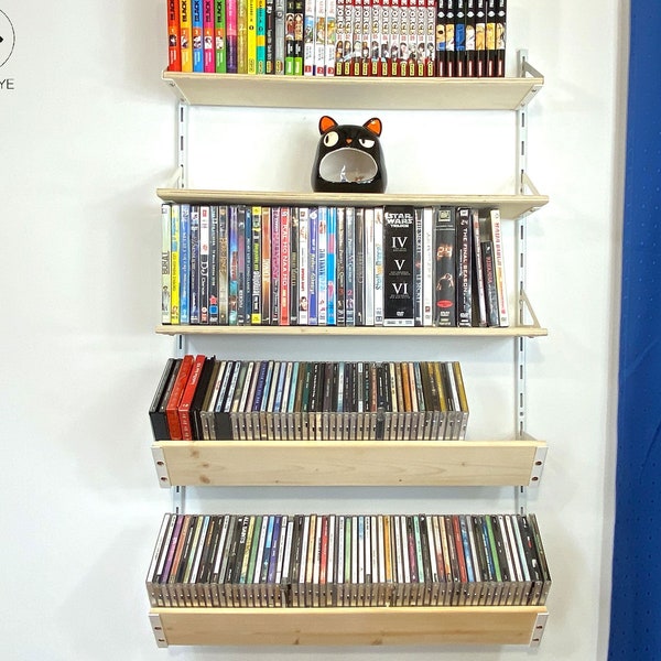 INCLINED wall shelving for metal racks - storage of CDs, DVDs, spices, tins, cans, jars, etc.