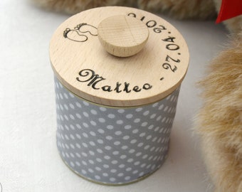 Small cans to personalise for a birth or a baptism | Candy, gift or souvenir box to announce or celebrate the birth of a baby