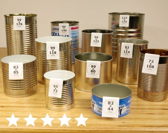 Empty recycled tin cans without sharp edges - SETS OF 3