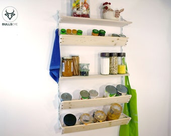 Wall shelving kit for groceries, preserves, jars, pots, spices... - ideal for kitchen or cellar storage