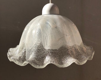 Lampe en verre de Murano bouillonnant / Suspension de Murano / Glace et verre à bulles / Plafonnier en verre de glace de Murano vintage