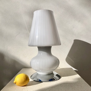 Large murano lamp. XL Murano glass mushroom lamp with chrome base. Murano mushroom table lamp. Vistosi lamp. Murano mushrom.
