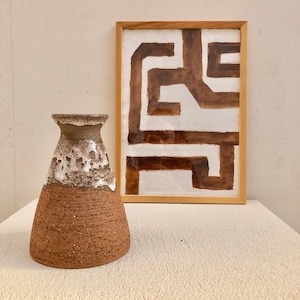 Lava and teracotta vase. German vase style lava ceramic vase. Signed ceramic vase.