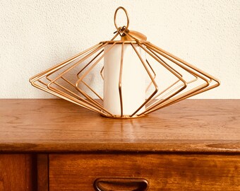 Mid century golden ceiling lamp. Beautiful modern golden ceiling lamp. 50s pendant lamp. Modern pendant gold lamp.