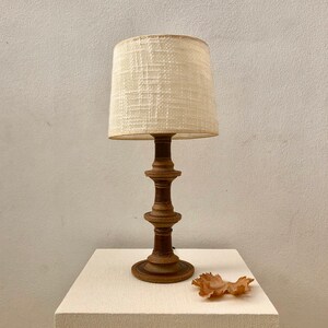 Tue Poulsen. Denmark table lamp. 1960s ceramic lamp with fabric shade. Vintage mid-century lamp. Clay lamp.