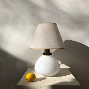 Vintage swirl murano glass table lamp/ Murano table lamp/ Vintage white murano lamp 2 bulbs/ Murano table lamp.